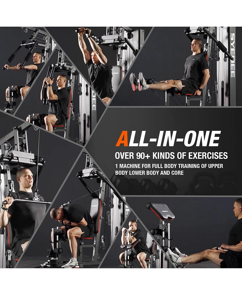 Mikolo Home Gym Station with 150LB Weight Stack, Multi-Function Exercise Equipment for Full Body Training