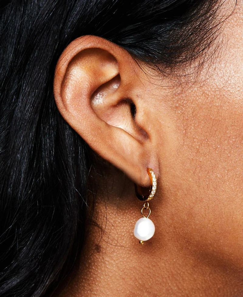 Atolea Freshwater Pearl Huggie Hoop Earrings