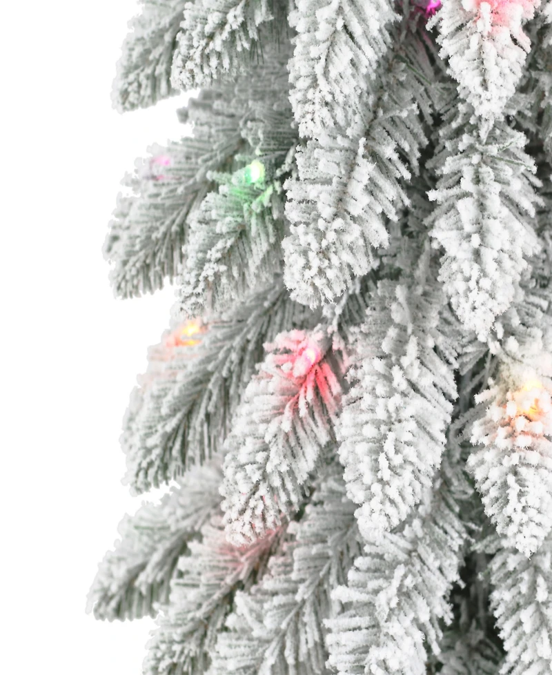 Puleo International 7' Pre-Lit Flocked Alpine Pencil Christmas Tree
