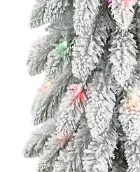 Puleo International 7' Pre-Lit Flocked Alpine Pencil Christmas Tree
