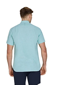 Raging Bull Men's Short-Sleeve Linen-Blend Button-Down Collar Shirt
