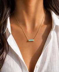 Kamaria Reflection Necklace with Lab Grown Opal in 14k Gold Plated Sterling Silver