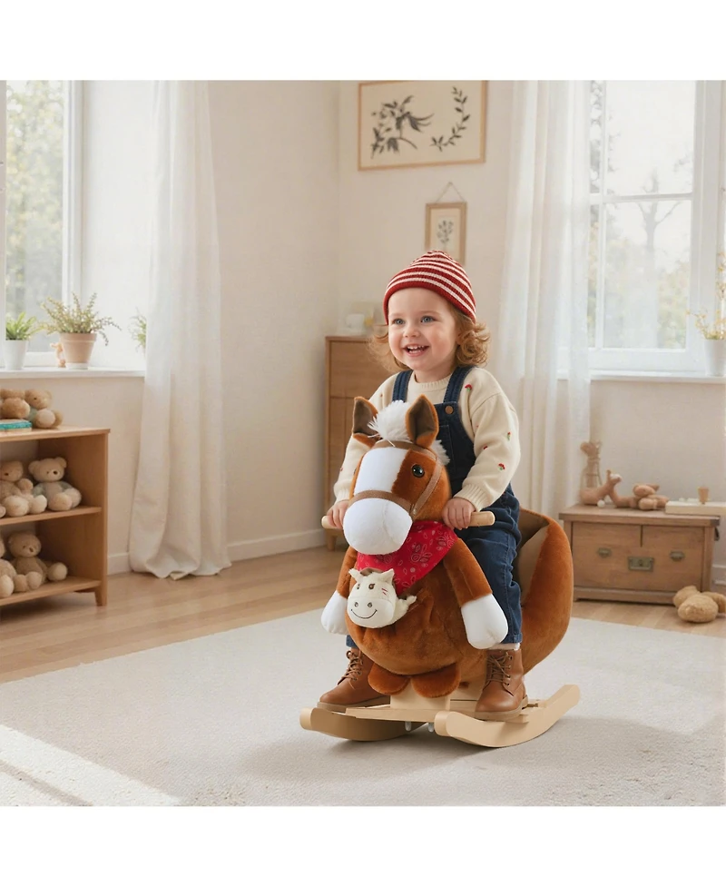 Glintex 12V Electric Ride-On Rocking Horse with Sounds, Ages 1.5-3