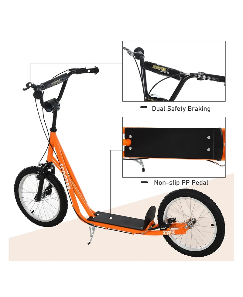 Glintex Kids Kick Scooter, Adjustable Handlebar 35.5"-37.75", Dual Brakes, Inflatable Wheels, 220 lbs, Ages 5+