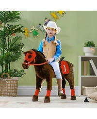 Glintex Ride-On Horse Toy with Neighing Sound, Independent Saddle & Stirrups, Holds 132 lbs, Ages 3-8