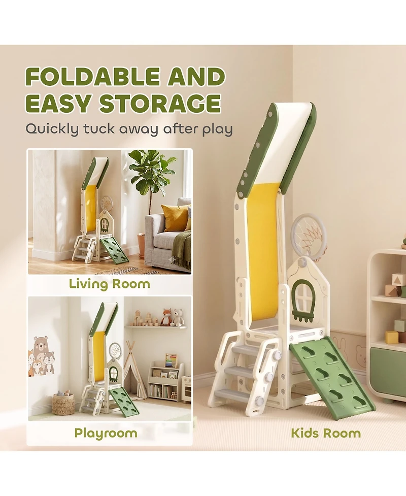 Glintex Foldable 5-in-1 Toddler Slide Indoor Playset, Ages 1-3