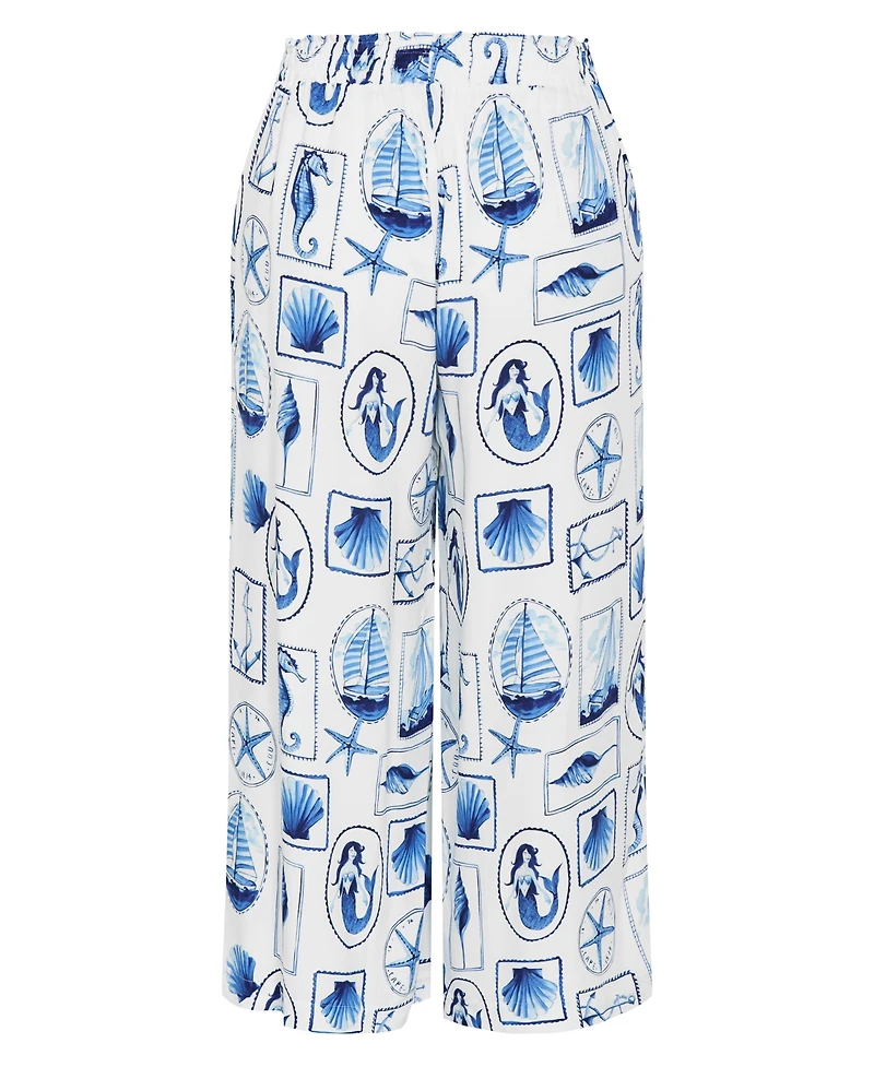 City Chic Plus Liana Amalfi Print High-Rise Wide-Leg Pants