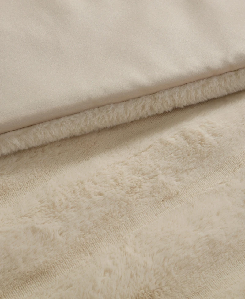 Laura Ashley Cloud Solid Faux Fur 3-Piece Comforter Set