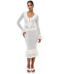 Miss Circle Women's Urva V-Neck Ruffle Flared-Sleeve Blouse