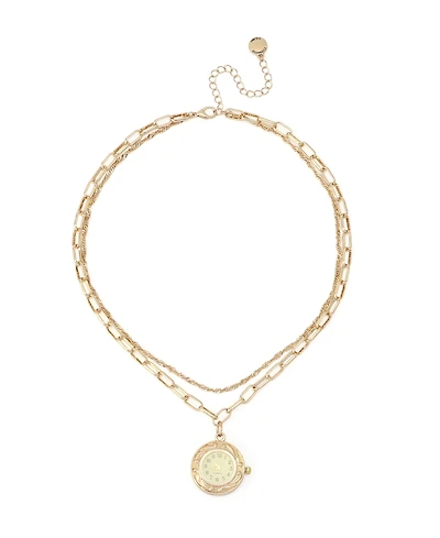 Steve Madden Cubic Zirconia Gold-Tone Paperclip Chain Layered Necklace