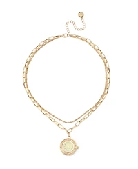 Steve Madden Cubic Zirconia Gold-Tone Paperclip Chain Layered Necklace