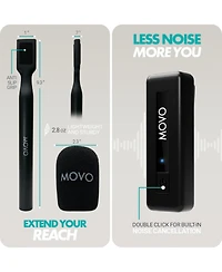 Movo Wireless Mini Uc Duo Dual Ultra Compact Wireless Lavalier Microphones for iPhone 15 and up with Handheld Adapter