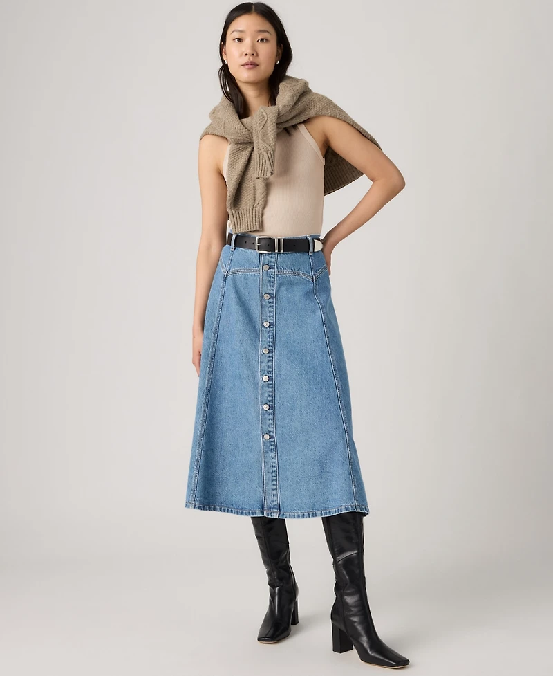 Levi's Women's Yoked Western Midi A-Line Denim Skirt