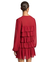 Michael Kors Women's Long-Sleeve Ruffle-Tiered Mini Dress