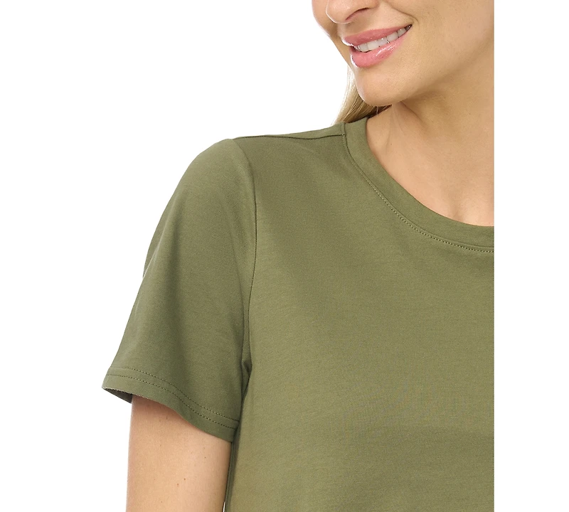 CeCe Women's Cropped Boxy Tee With Lace Trim T-Shirt