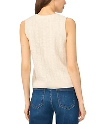 CeCe Women's Cable-Knit V-Neck Button-Up Sweater Vest