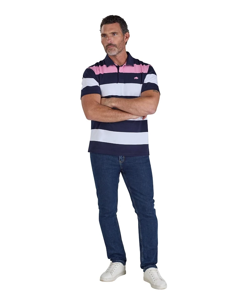 Raging Bull Men's Irregular-Stripe Classic Fit Rugby T-Shirt