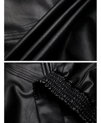 Aelfric Eden Women's Zip Up Ruched Leather Jacket