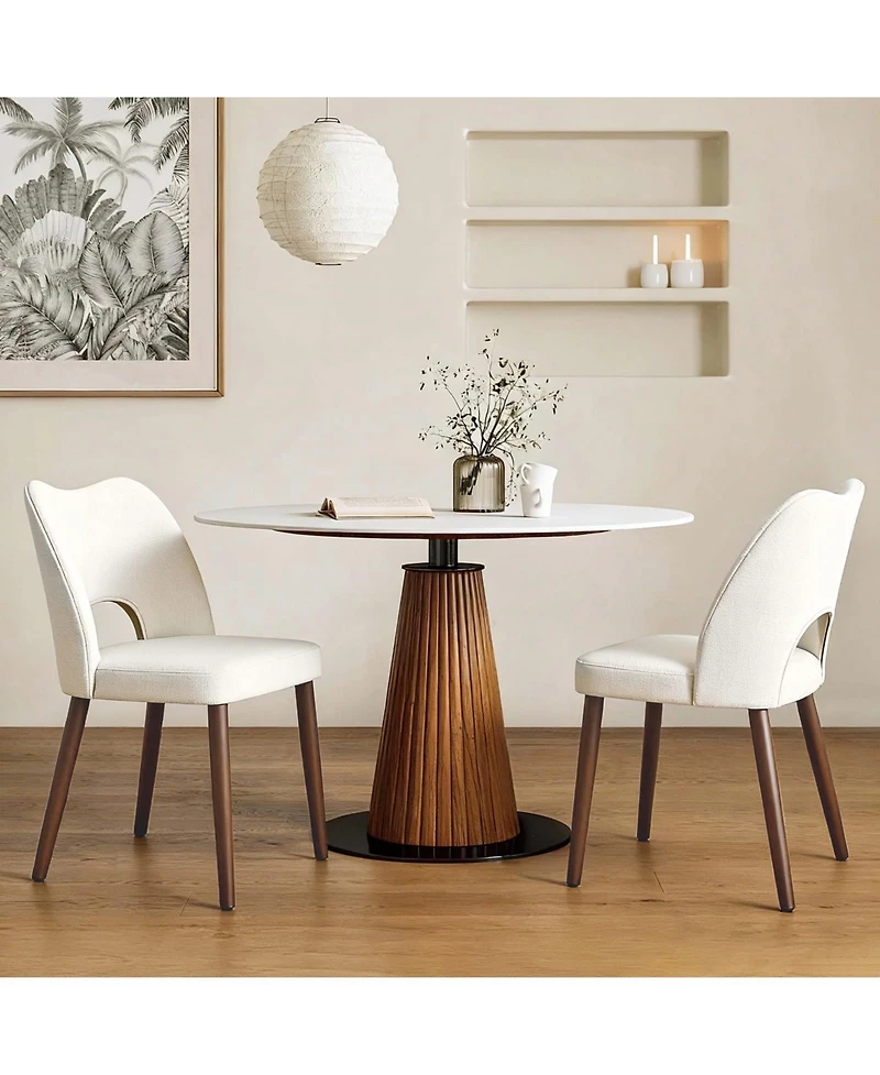 Set of 6 Modern Dining Chairs, Hollow Back Kitchen Chairs With Wooden Legs, Tool-Free Easy Assembly, Farmhouse Style For Kitchen and Dining Room