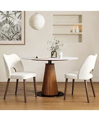 Set of 6 Modern Dining Chairs, Hollow Back Kitchen Chairs With Wooden Legs, Tool-Free Easy Assembly, Farmhouse Style For Kitchen and Dining Room