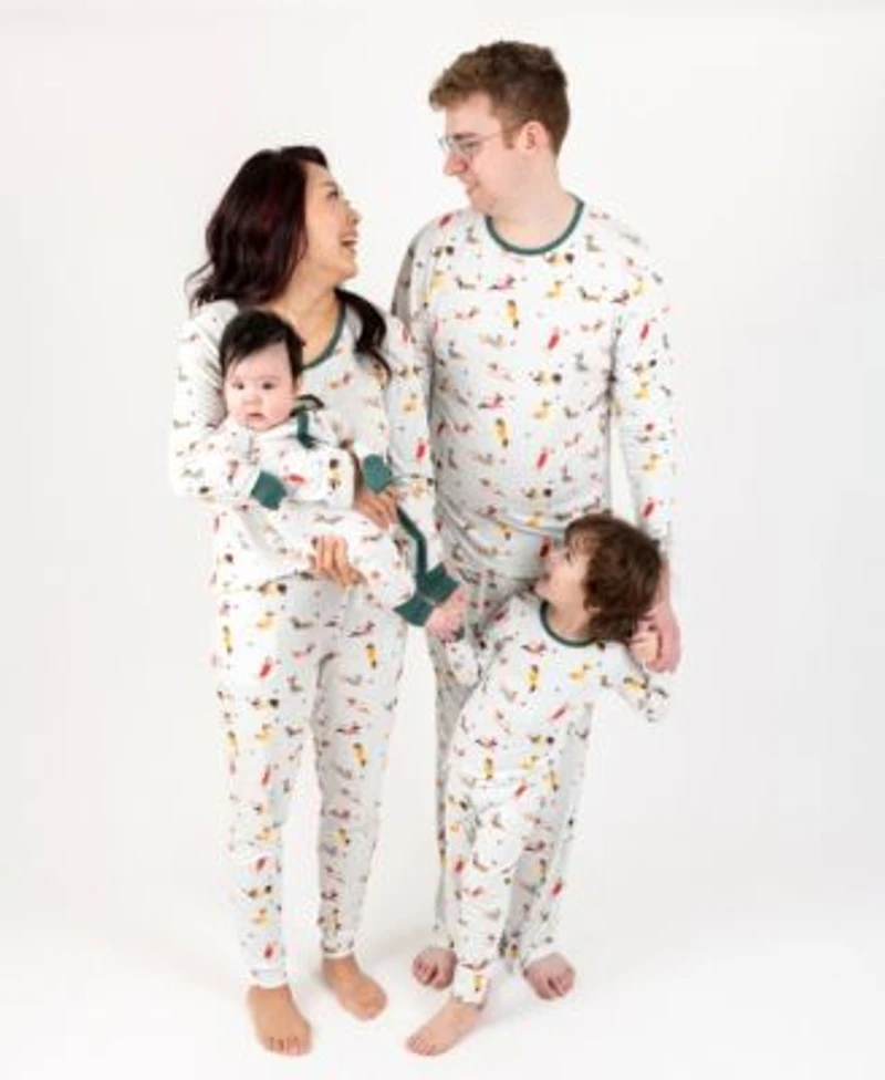 Leveret Matching Family White Winter Dogs Viscose Christmas Pajamas
