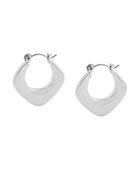 Steve Madden Silver-Tone Bubble Grunge Square Hoop Earrings