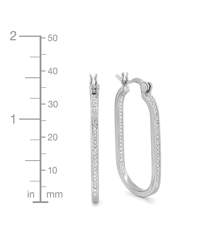 And Now This Crystal In & Out Oblong Hoop Earrings in Silver-Plate