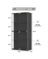 Vlsrka 31.5'' W Accent Cabinet with Adjustable Shelves, Lattice Door Storage Sideboard