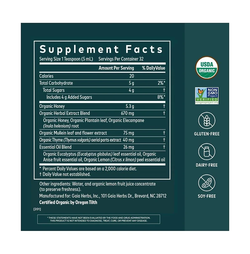 Gaia Herbs Bronchial Wellness Syrup - Immune Support Supplement to Help Maintain Lung Health and Help Provide Comfort for Occasional Sore Throat
