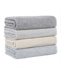 Superior Destin Viscose Blend Absorbent Quick Dry Solid Ribbed Design Towel Sets