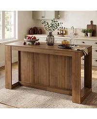 Tribesigns Industrial Bar Table for 4-6, Rectangle Counter Height Pub Table