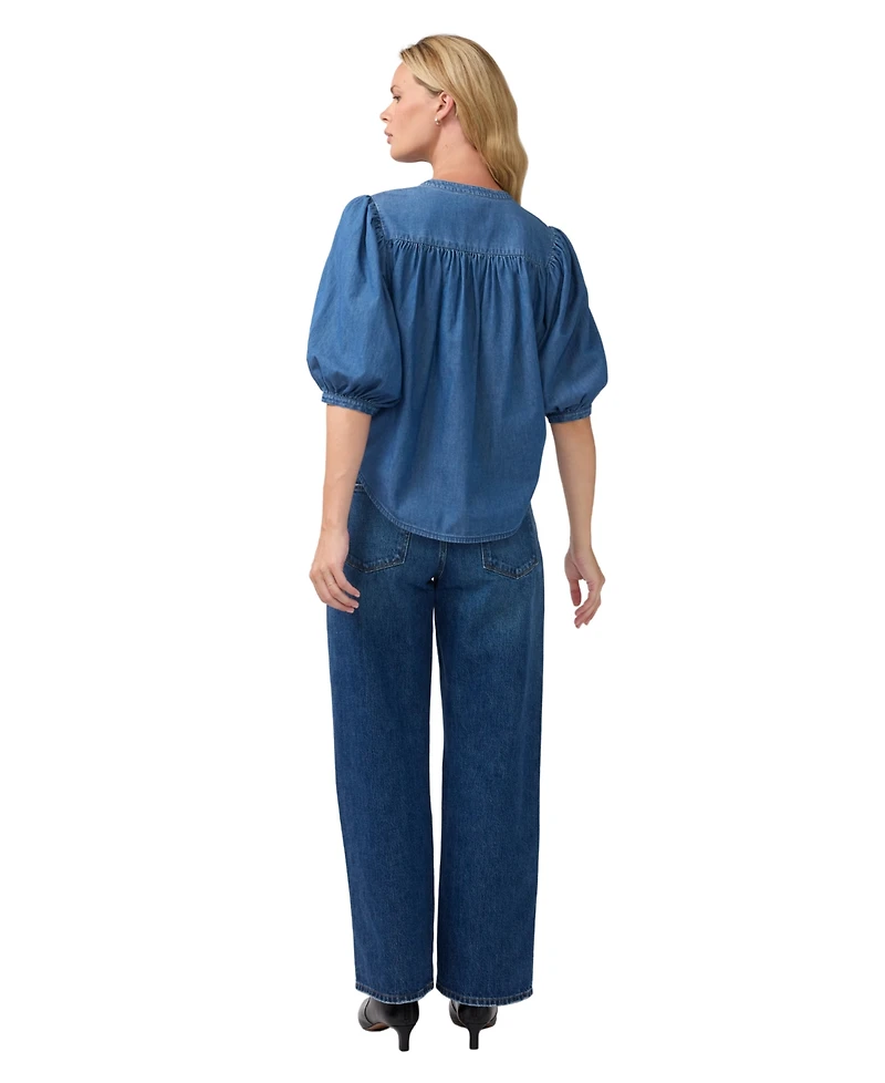 Ingrid + Isabel Maternity Popover Chambray Relaxed-Fit Blouse