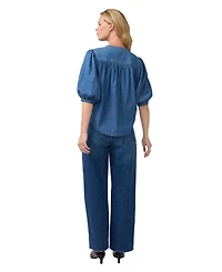 Ingrid + Isabel Maternity Popover Chambray Relaxed-Fit Blouse