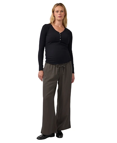 Ingrid + Isabel Maternity Over-Belly Wide-Leg High-Rise Pant