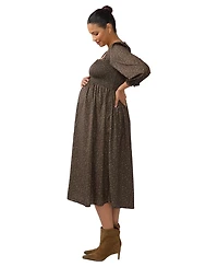 Ingrid + Isabel Women's Smocked Sateen Nursing Midi Dress
