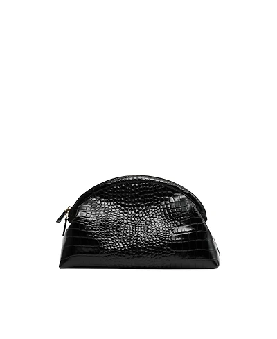 Mango Women's Selection Croc-Embossed Leather Clutch Bag