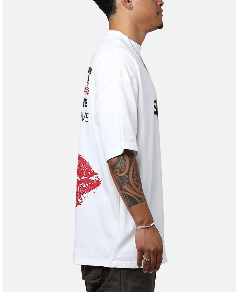 Saint Morta Men's Love Helpline Oversized Mock-Neck Graphic T-Shirt