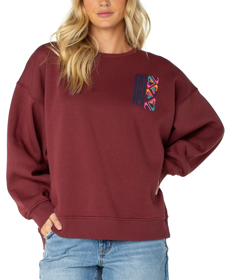 Roxy Women's Morning Stroll Oversized Graphic Crewneck Sweatshirt