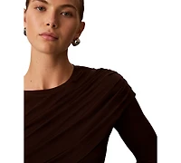 Calvin Klein Women's Long-Sleeve Wrap Rayon-Blend T-Shirt