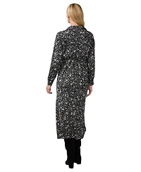 Ingrid + Isabel Maternity Tie-Front Midi Long-Sleeve Animal-Print Shirt Dress
