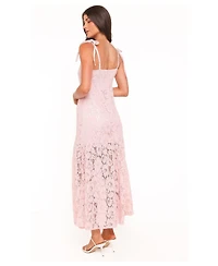 Petal and Pup Women's Nicolette Lace Floral Square Neck Maxi Dress