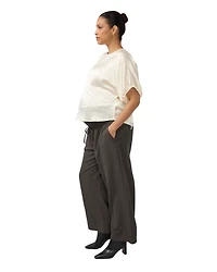 Ingrid + Isabel Women's Cropped Satin Puff Sleeve Blouse