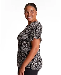 Estelle Women's Abstract Geo Print Short Sleeve Top