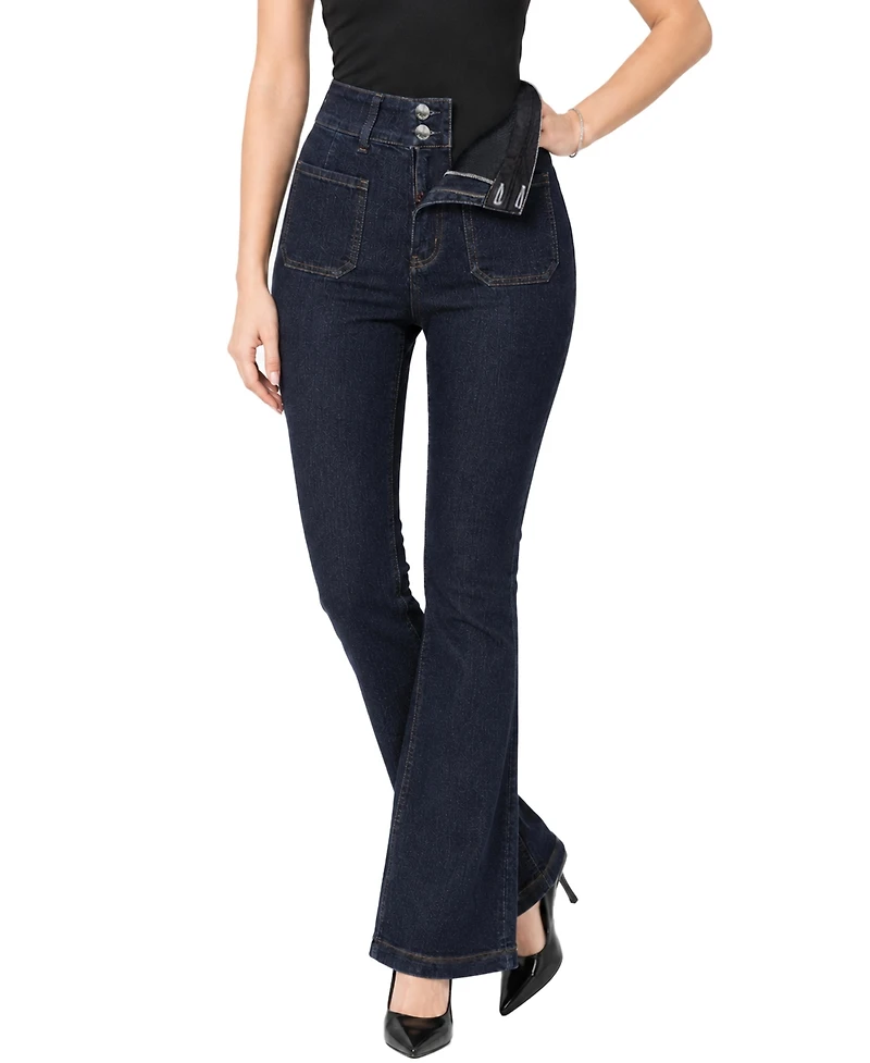 Indigo Poppy Women's Tummy-Control High-Rise Bootcut Jeans