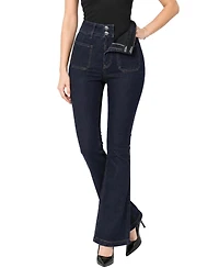 Indigo Poppy Women's Tummy-Control High-Rise Bootcut Jeans
