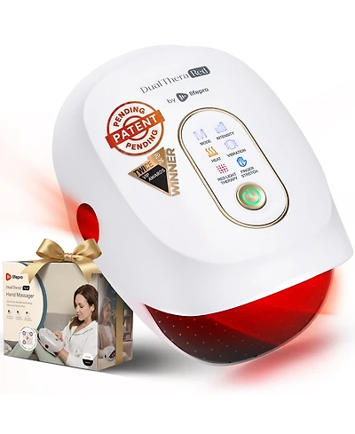 Lifepro DualThera Hand Massager with Heat & Compression – Cordless Hand Massage Machine for Finger, Wrist & Palm Relief, Usb-c Rechargeable