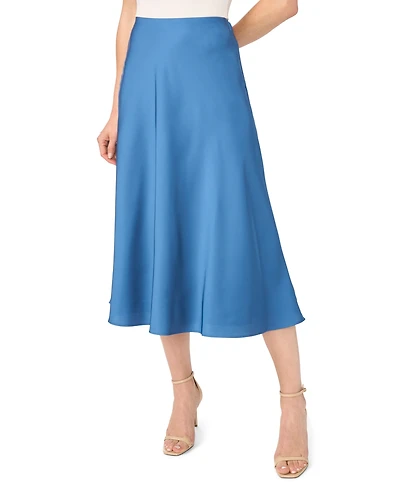 CeCe Women's A-line Side-Zip Satin Midi Skirt