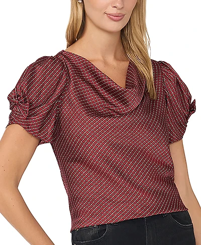 CeCe Women's Cowl Neck Satin Bow-Detail Blouse