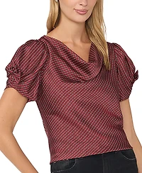 CeCe Women's Cowl Neck Satin Bow-Detail Blouse