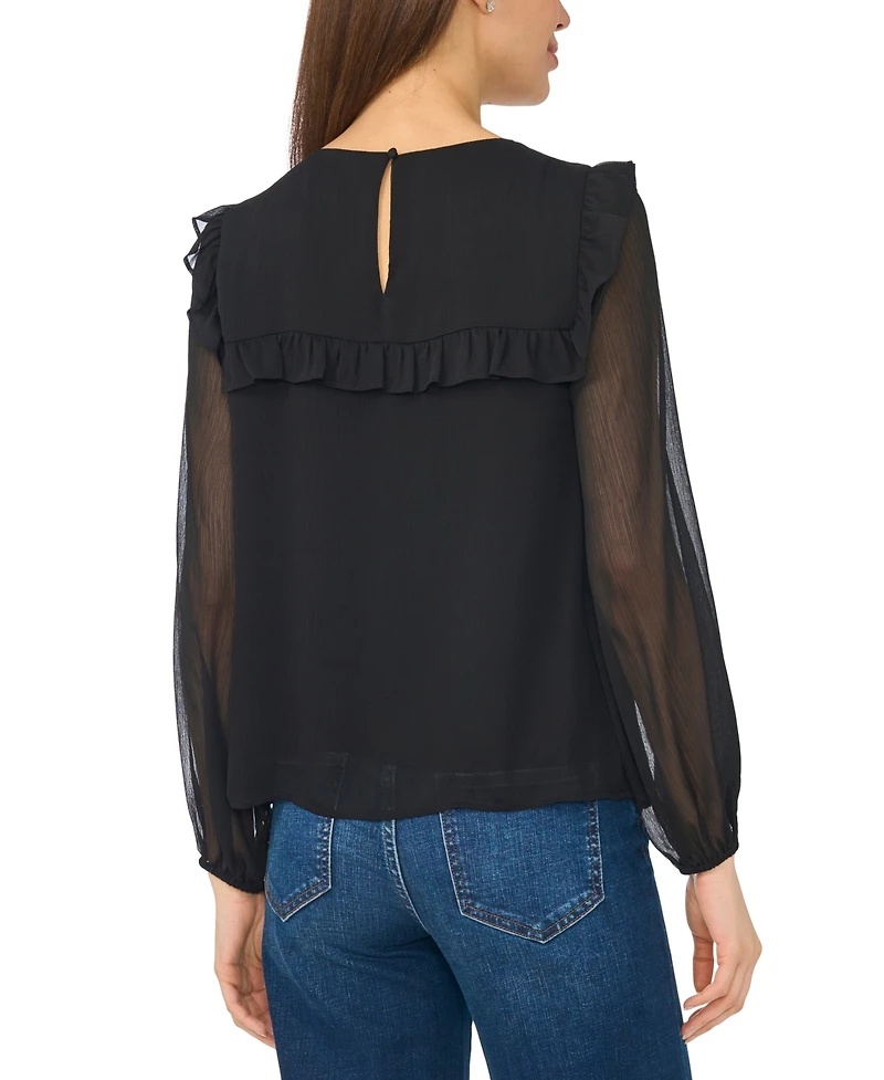 CeCe Women's Long-Sleeve Tie-Neck Blouse With Ruffle Yoke